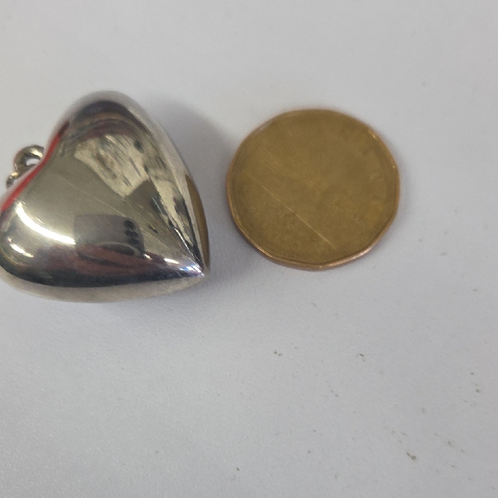 Silvertone Puffy Heart Pendant